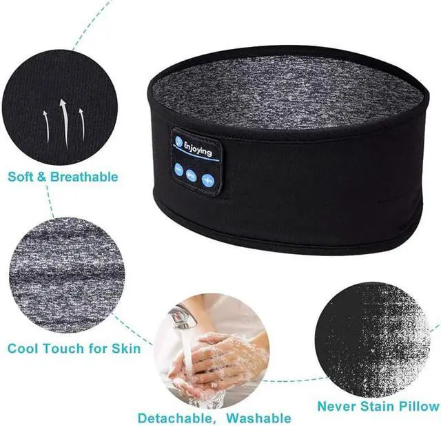 Alt view image 5 of 6 - Bluetooth Headphones Sports Sleeping Headband Music Earbuds for Eye Mask Fone Wireless Bluetooth Headset(Black Headband)