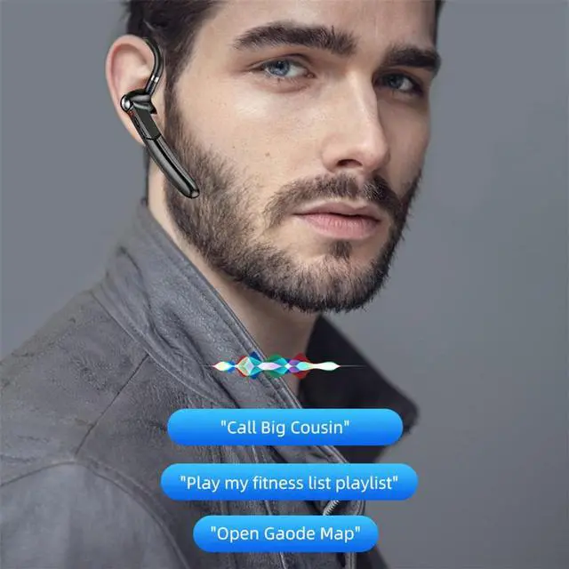 Alt view image 5 of 5 - Fingerprint Touch 5.0 Bluetooth Headset Handsfree HIFI Wireless Earphones Waterproof Earpiece With Mic 110mAh Lithium Battery(Blue)