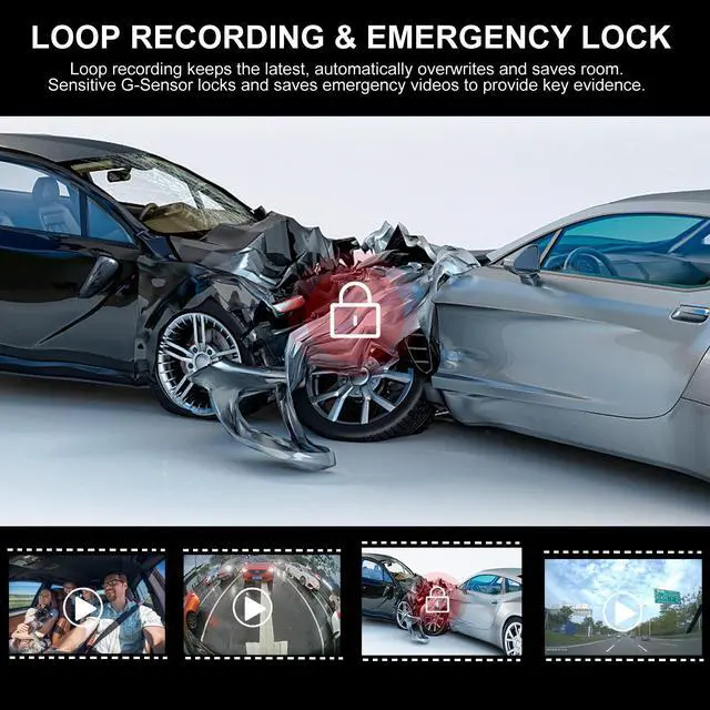 Alt view image 5 of 6 - 3 Channel Mirror Dash Cam, 12" 1080P Triple Rear View Mirror Dash Cam Front Inside Rear with G-Sensor Parking Assistance Night Vision, with 32GB Card, Waterproof Backup Camera for Car by INSEETECH