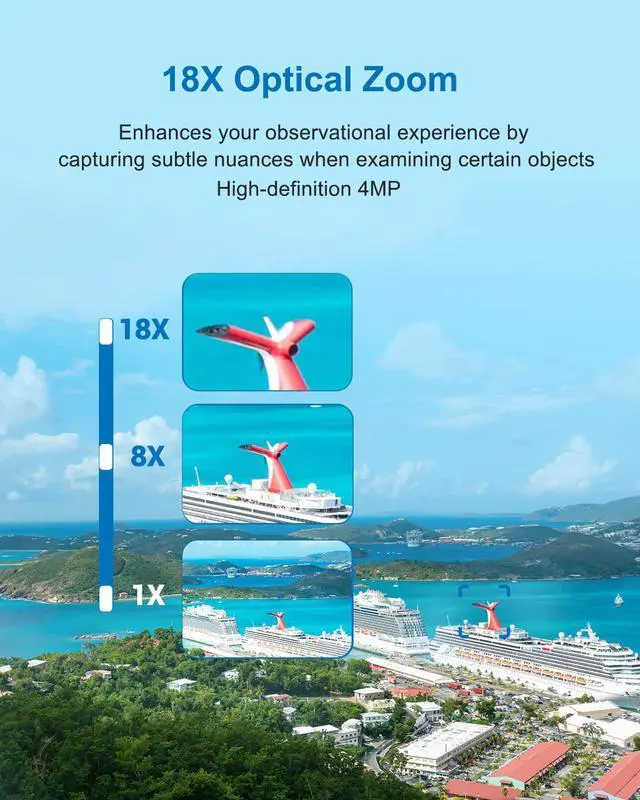 Alt view image 4 of 7 - INSEETECH 4MP PTZ Security Camera Wireless Outdoor, 18X Optical Zoom Surveillance IP Camera with Human Auto Tracking & Zoom, 2-Way Audio, 387ft, Night Vision Siren, IP66 for Backyard School office