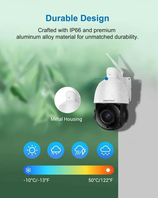 Alt view image 5 of 7 - INSEETECH 4MP PTZ Security Camera Wireless Outdoor, 18X Optical Zoom Surveillance IP Camera with Human Auto Tracking & Zoom, 2-Way Audio, 387ft, Night Vision Siren, IP66 for Backyard School office