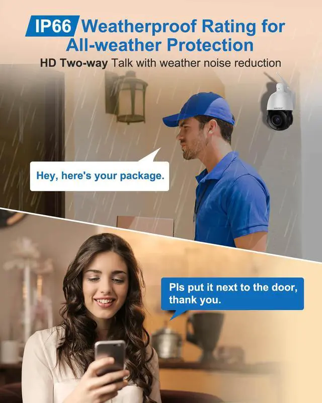 Alt view image 7 of 7 - INSEETECH 4MP PTZ Security Camera Wireless Outdoor, 18X Optical Zoom Surveillance IP Camera with Human Auto Tracking & Zoom, 2-Way Audio, 387ft, Night Vision Siren, IP66 for Backyard School office