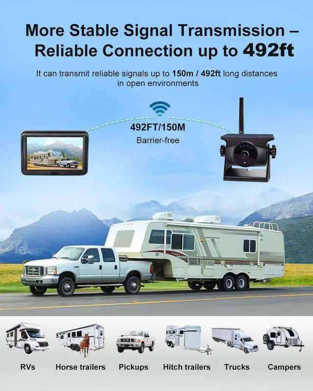 Alt view image 6 of 7 - INSEETECH AI System 1080P Wireless Backup Camera Solar Magnetic with 5" Recording Monitor, Human & Vehicle Detection, 365 Day Standby, Gesture Control,3 Mins DIY Install for Trailer Horse Truck RV