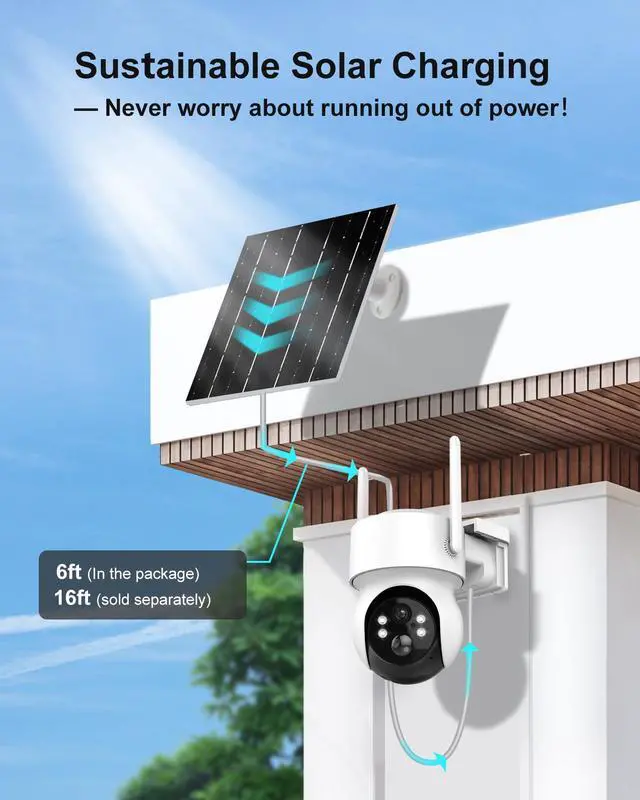Alt view image 2 of 7 - INSEETECH Wireless Solar Security Camera Outdoor, 2K WiFi Camera with PIR Motion Detection, Siren, Color Night Vision, 2-Way Audio, 5W Solar Panel & 7800mAh Battery, Home Surveillance Camera