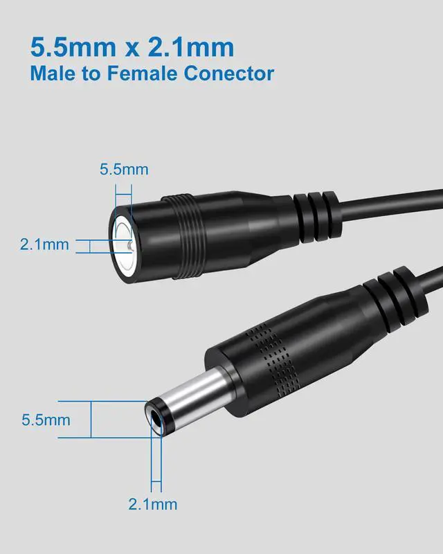 Alt view image 2 of 6 - INSEETECH 16FT/5M 12V DC Power Extension Cable  2.1mm x 5.5mm Male to Female Cord, Compatible with Security Cameras, CCTV, Routers, LED Lights, Pure Copper Wire for Stable Power Transmission