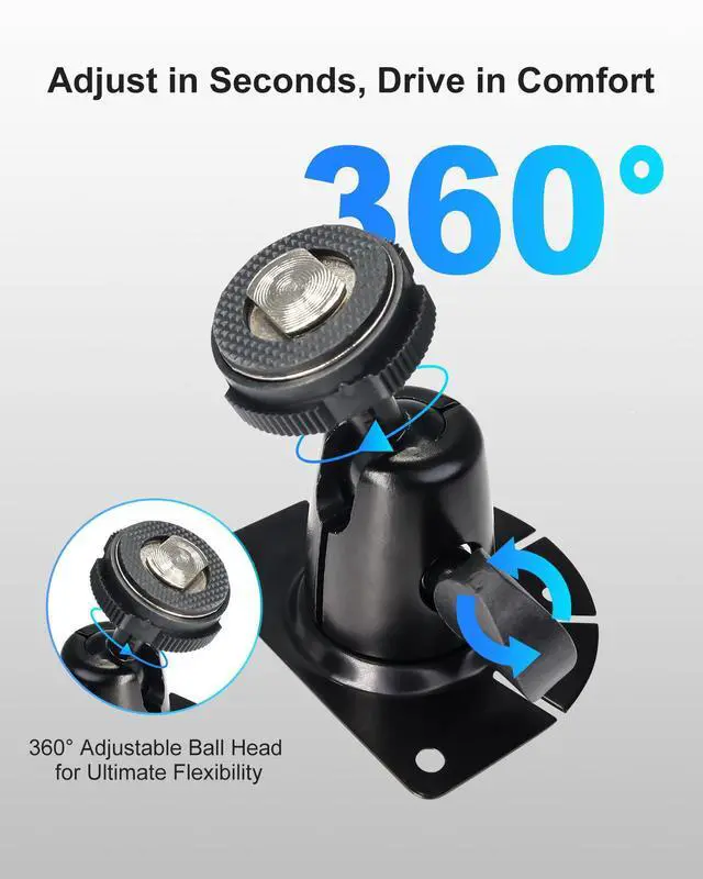 Alt view image 3 of 7 - INSEETECH Fan-Shaped Mount for Backup Camera Monitor System - Universal Reverse View Bracket for Car RV Truck Van Display, Metal Construction, Double-Sided Tape, No Drill Easy Install