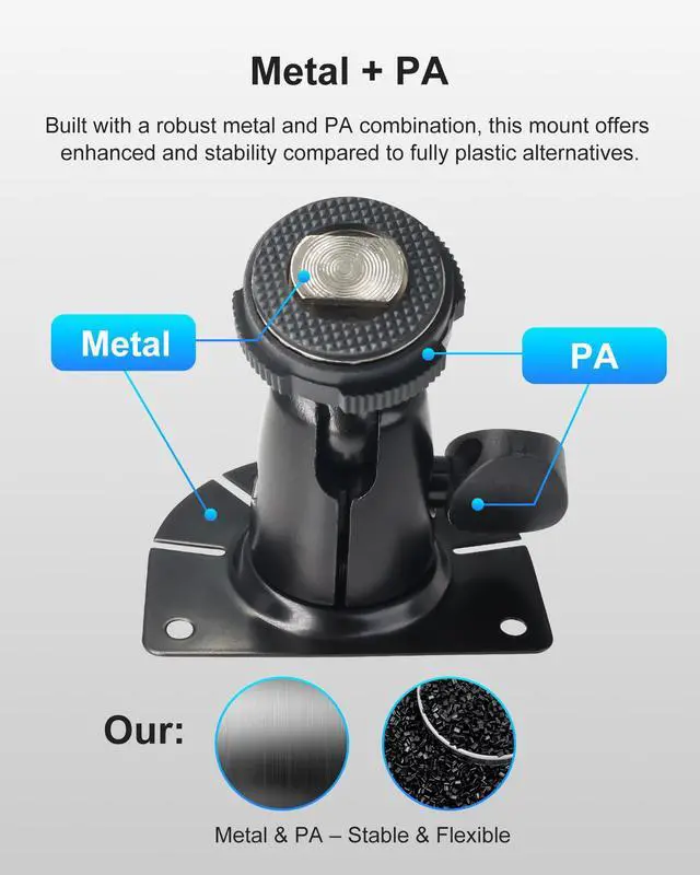 Alt view image 7 of 7 - INSEETECH Fan-Shaped Mount for Backup Camera Monitor System - Universal Reverse View Bracket for Car RV Truck Van Display, Metal Construction, Double-Sided Tape, No Drill Easy Install