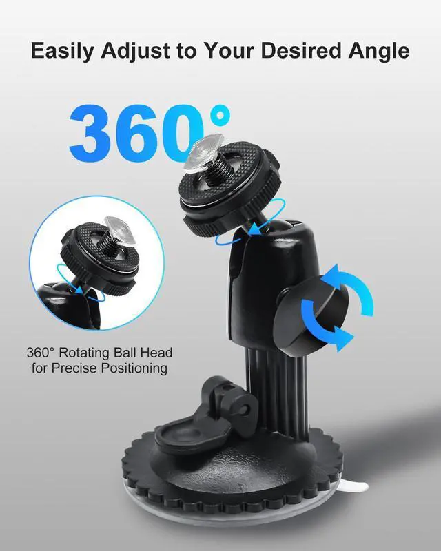 Alt view image 3 of 7 - INSEETECH Windshield Suction Mount for Backup Camera Monitor System - Heavy-Duty 5kg Load Capacity, Metal Construction, 360° Adjustable Ball Head, No Drill Easy Install for Car/RV/Truck