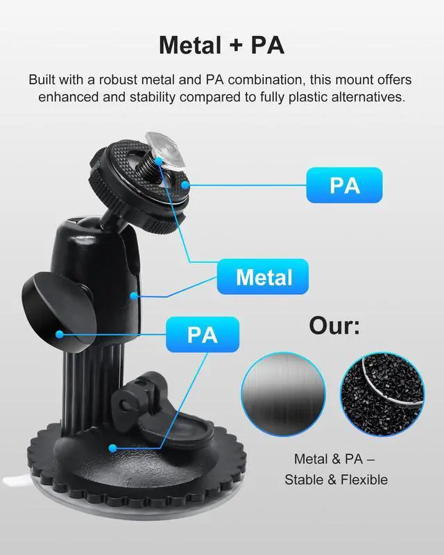 Alt view image 7 of 7 - INSEETECH Windshield Suction Mount for Backup Camera Monitor System - Heavy-Duty 5kg Load Capacity, Metal Construction, 360° Adjustable Ball Head, No Drill Easy Install for Car/RV/Truck