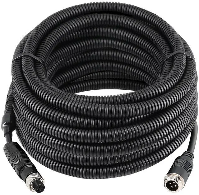 Main image of INSEETECH 4 Pin Camera Cable with Corrugation Tube Cover, Aviation Extension, Video Cable for Backup Camera Rear View System RV Truck Trailer Bus Car Waterproof (65FT/20M)