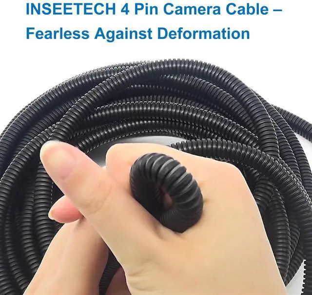Alt view image 6 of 7 - INSEETECH 4 Pin Camera Cable with Corrugation Tube Cover, Aviation Extension, Video Cable for Backup Camera Rear View System RV Truck Trailer Bus Car Waterproof (65FT/20M)