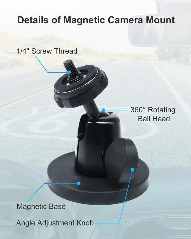 Alt view image 4 of 7 - INSEETECH Magnetic Camera Mount with 1/4" Thread, Easy to Install, Metal-Made, 360° Swivel Ball Head & Strong Magnetic Base for Action Camera, Attaches to Any Metal Surfaces