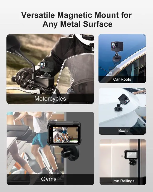 Alt view image 2 of 7 - INSEETECH Magnetic Camera Mount with 1/4" Thread, Easy to Install, Metal-Made, 360° Swivel Ball Head & Strong Magnetic Base for Action Camera, Attaches to Any Metal Surfaces