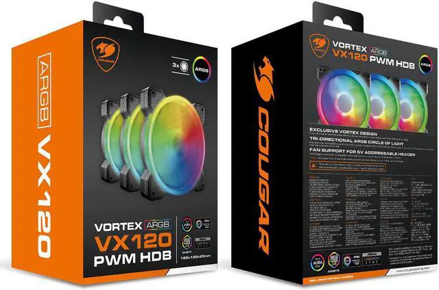 Alt view image 5 of 5 - COUGAR Vortex VX 120 PWM HDB: ARGB Case Fan with Dynamic HDB Bearings(Three in One Package)