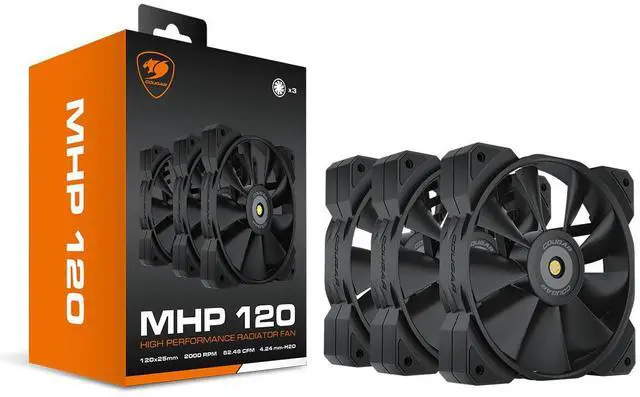 Alt view image 5 of 14 - Cougar MHP120 KIT 120 mm High Performance Radiator Fan - 3 Fan Pack