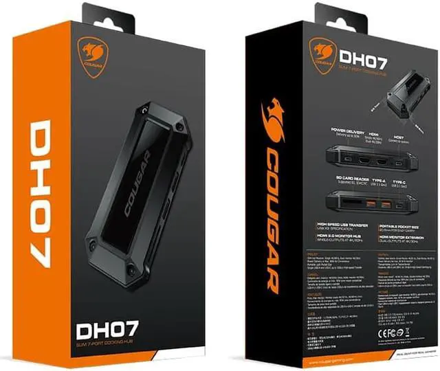 Alt view image 5 of 5 - COUGAR DH07: Slim 7-Port Docking Hub, includes HDMI x2, Type-A 3.1 x2, Type-C 3.1 x1, SD Card Reader, Power Delivery Up to 90W