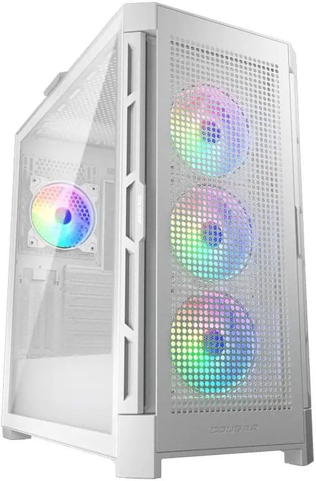Alt view image 2 of 13 - COUGAR DuoFace Pro RGB White ATX Mid Tower Gaming Case, 390mm GPU supported, built-in Front 120mm ARGB Fan x3 & Rear 120mm ARGB Fan x1, with Mesh & Tempered Glass Front Panels