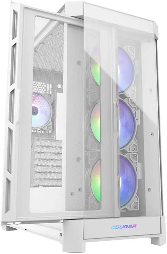 Alt view image 7 of 13 - COUGAR DuoFace Pro RGB White ATX Mid Tower Gaming Case, 390mm GPU supported, built-in Front 120mm ARGB Fan x3 & Rear 120mm ARGB Fan x1, with Mesh & Tempered Glass Front Panels
