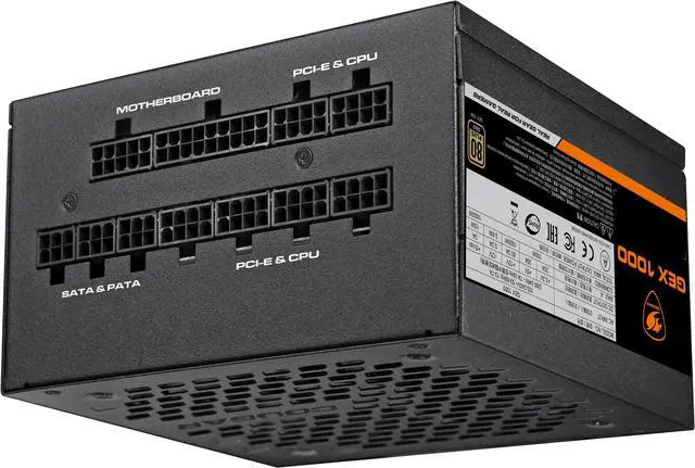 Alt view image 6 of 6 - COUGAR GEX 1000 Power Supply, 80Plus Gold Certificate, 140mm length, Fully Modular, 10-year-warranty