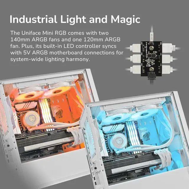 Alt view image 5 of 7 - COUGAR UNIFACE Mini RGB Case, Max. 340mm GPU Length, Max. 280mm Liquid Cooling & Max.160mm CPU Cooler, pre -Installed Fan x 3 pcs, Support Upto 6 Fans, Perforated Front Panel (Black)