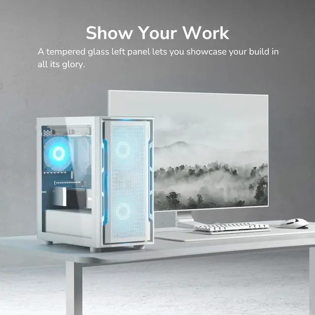 Alt view image 3 of 7 - COUGAR UNIFACE Mini RGB Case, Max. 340mm GPU Length, Max. 280mm Liquid Cooling & Max.160mm CPU Cooler, pre -Installed Fan x 3 pcs, Support Upto 6 Fans, Perforated Front Panel (Black)