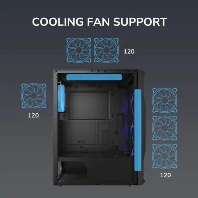 Alt view image 3 of 7 - COUGAR MX110 RGB Mid-Tower ATX PC Case  Built for Basics. Ready for More.  4X 120mm RGB  Fans Pre-Installed & 240mm Radiator Support  Max. GPU Length 305mm