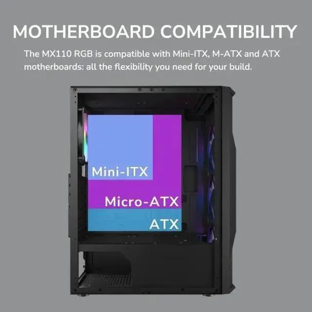 Alt view image 6 of 7 - COUGAR MX110 RGB Mid-Tower ATX PC Case  Built for Basics. Ready for More.  4X 120mm RGB  Fans Pre-Installed & 240mm Radiator Support  Max. GPU Length 305mm