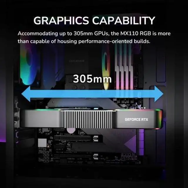 Alt view image 5 of 7 - COUGAR MX110 RGB Mid-Tower ATX PC Case  Built for Basics. Ready for More.  4X 120mm RGB  Fans Pre-Installed & 240mm Radiator Support  Max. GPU Length 305mm