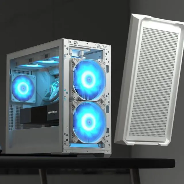 Alt view image 3 of 7 - COUGAR MX600 Mini RGB Mini-Tower PC Case  Maximum Cool. Minimum Size.2X 160mm PWM ARGB Fans & PWM Fan Hun Included360mm Radiator SupportMax. GPU Length 380mmReverse Connector Motherboard, White