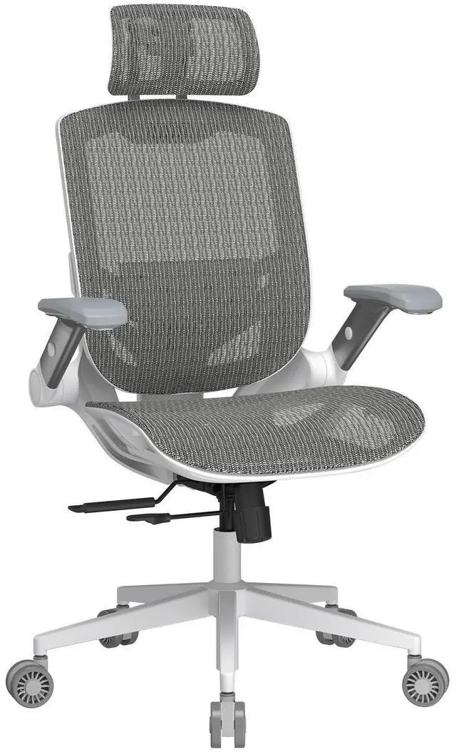 Alt view image 4 of 7 - COUGAR Speeder One White - Ergonomic Chair - 2D folding Armrests - Mesh Fabric - Adjustable Headrest & Lumbar Support, White