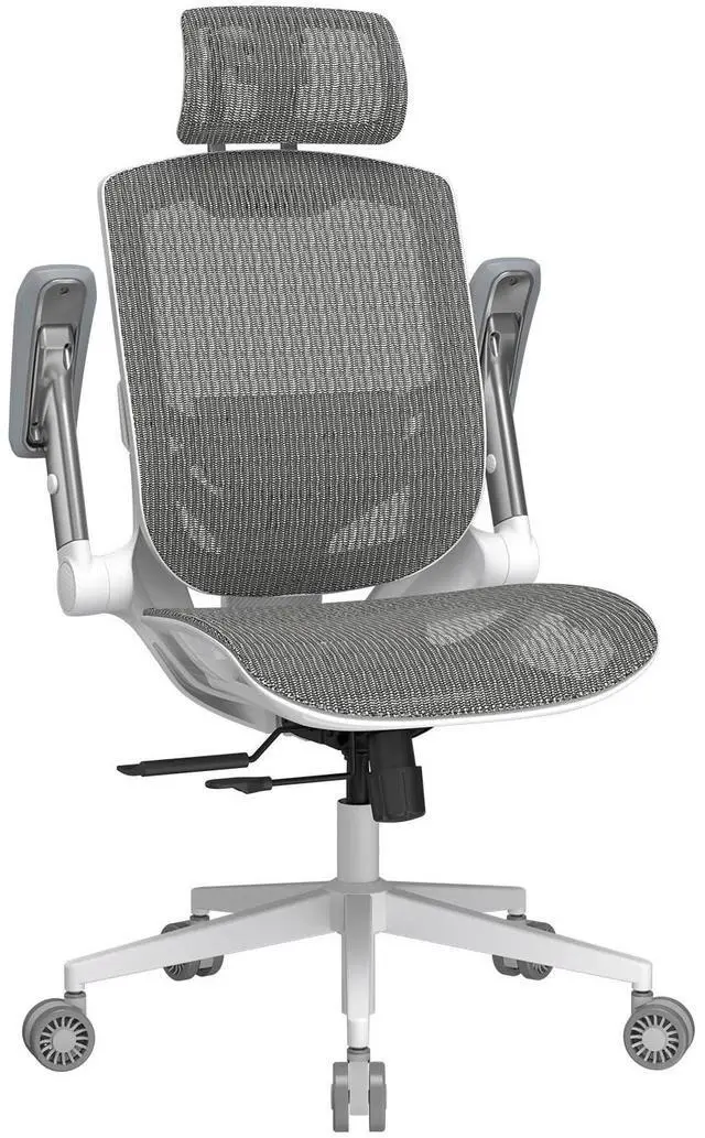 Alt view image 3 of 7 - COUGAR Speeder One White - Ergonomic Chair - 2D folding Armrests - Mesh Fabric - Adjustable Headrest & Lumbar Support, White