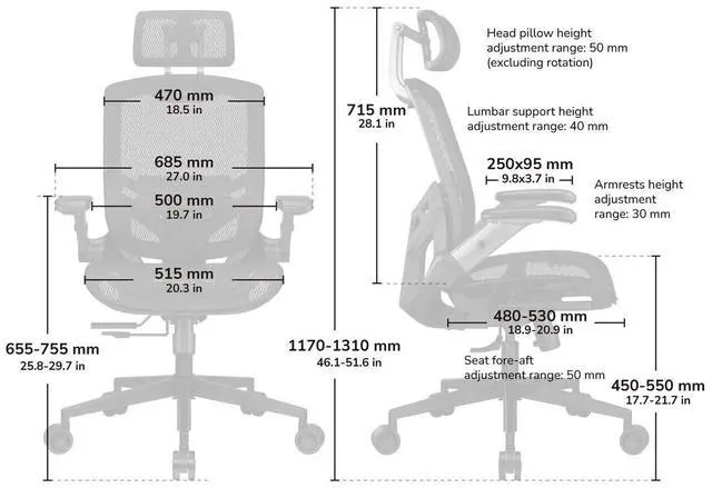 Alt view image 7 of 7 - COUGAR Speeder One White - Ergonomic Chair - 2D folding Armrests - Mesh Fabric - Adjustable Headrest & Lumbar Support, White