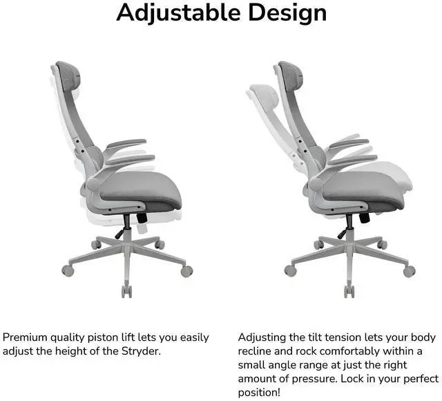 Alt view image 6 of 7 - COUGAR Stryder- Ergonomic Chair - Wider Adjustable Headrest - Flip-up Armrest - Imitation Linen Upholstery, Black