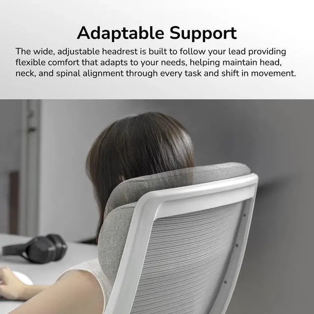 Alt view image 2 of 7 - COUGAR Stryder White - Ergonomic Chair - Wider Adjustable Headrest - Flip-up Armrest - Imitation Linen Upholstery, White