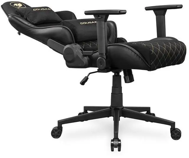 Alt view image 6 of 7 - COUGAR Armor One V2 Gold F - Gaming Chair - 4D folding Armrests - High-back Structure - Lumbar & Head Pillow - Back pocket, Woven Fabric/Black