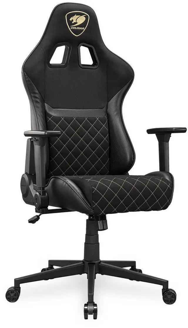 Alt view image 5 of 7 - COUGAR Armor One V2 Gold F - Gaming Chair - 4D folding Armrests - High-back Structure - Lumbar & Head Pillow - Back pocket, Woven Fabric/Black