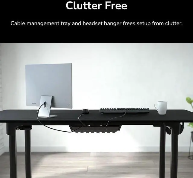 Alt view image 6 of 7 - COUGAR E-Grav 160 Adjustable Electric Gaming Desk - 2 Memory Presets - Dual Motors - Cable Management - Full Desk Mousepad - 63", Black/160