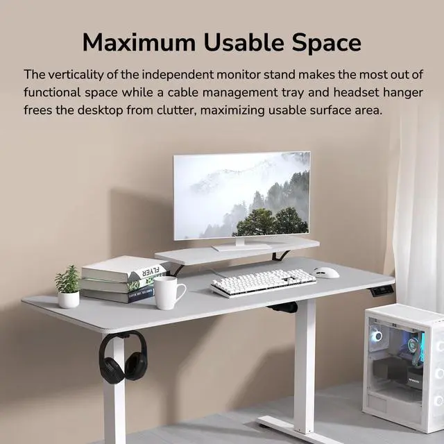 Alt view image 3 of 7 - COUGAR E-Star 140 Adjustable Electric Gaming Desk - 2 Memory Presets - Monitor Stand - Cable Management - Full Desk Mousepad - 55", Black/140