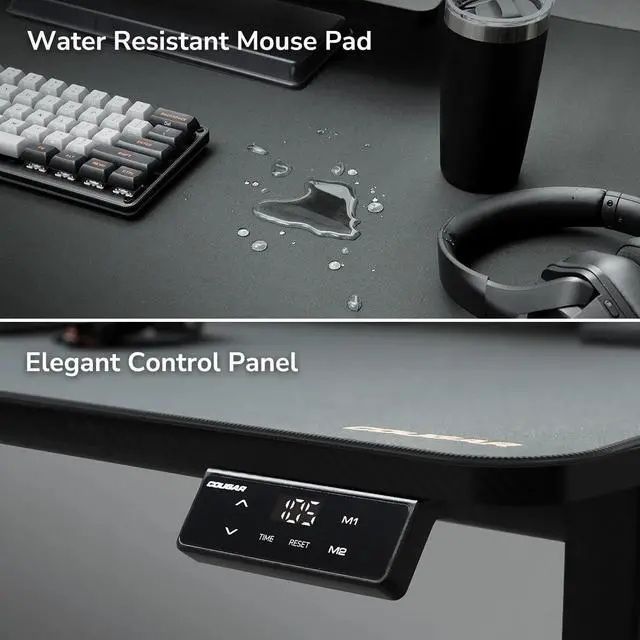 Alt view image 7 of 7 - COUGAR E-Star 140 Adjustable Electric Gaming Desk - 2 Memory Presets - Monitor Stand - Cable Management - Full Desk Mousepad - 55", Black/140