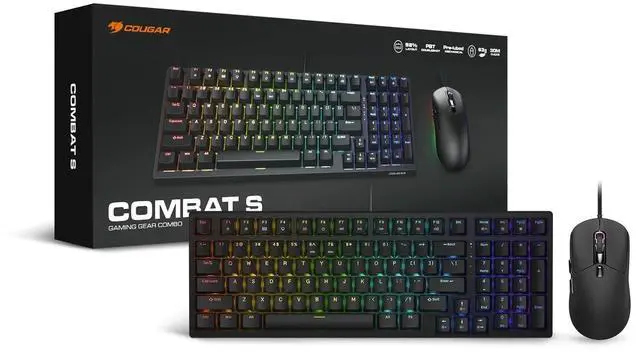 Alt view image 6 of 6 - COUGAR COMBAT S Keyboard Mouse Set - RGB backlight - Doubleshot PBT Keycaps - 6200 DPI -
Zero-latency Input Response, Black