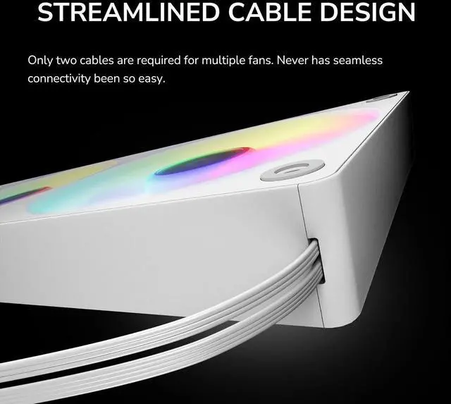 Alt view image 5 of 7 - COUGAR Unity 240 - PC CASE FAN - Single-Frame - PWM Control - ARGB Side Strips - Streamlined Cable Design, 240/Reverse/White