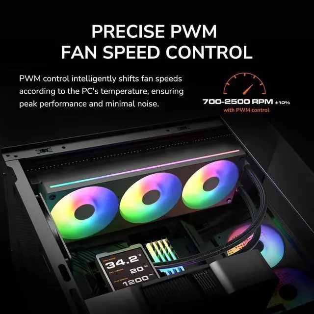 Alt view image 3 of 7 - COUGAR Unity 360 - PC CASE FAN - Single-Frame - PWM Control - ARGB Side Strips - Streamlined Cable Design, 360/Forward/Black