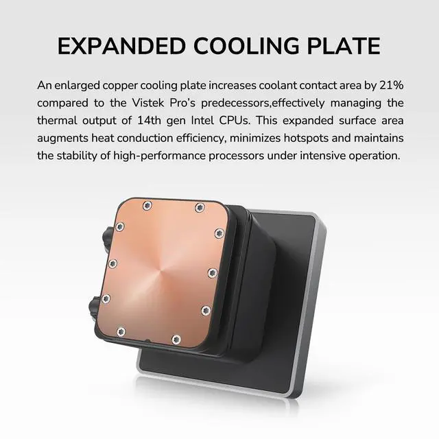 Alt view image 7 of 7 - COUGAR CPU Liquid Cooler Poseidon Vistek Series, High-Definition, Real-Time System Monitoring, LCD Digital Display, AMD AM5, Intel LGA 1851 (Black, Vistek Pro 360)