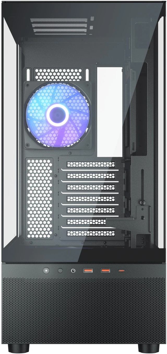 Alt view image 3 of 7 - COUGAR CFV220 RGB Mid-Tower Case, Panoramic Triple Glass, 120mm ARGB PWM Fan x3 Preinstalled, 420mm GPU Supported, 360mm AIO Supported, RGB Underglow, Central Ventilation, Reverse Connector MB, Black