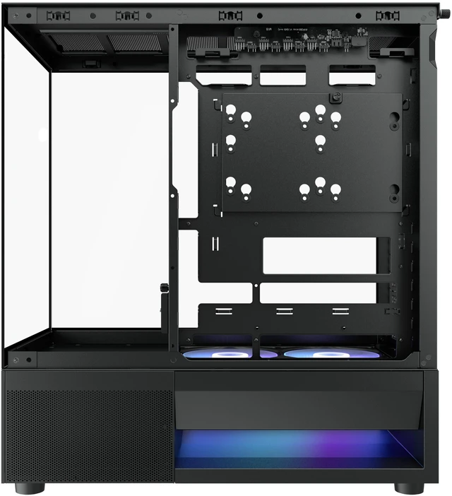 Alt view image 6 of 7 - COUGAR CFV220 RGB Mid-Tower Case, Panoramic Triple Glass, 120mm ARGB PWM Fan x3 Preinstalled, 420mm GPU Supported, 360mm AIO Supported, RGB Underglow, Central Ventilation, Reverse Connector MB, Black