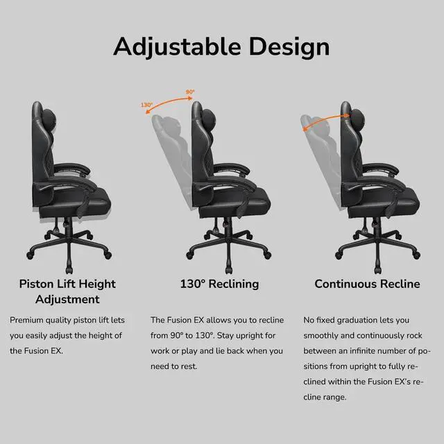 Alt view image 7 of 7 - COUGAR Fusion EX Gold F Chair - Suede-like Fabric with Integrated Lumbar Support, Head Pillow Included, Linkage Armrests Sync with Backrest, Mute Wheels