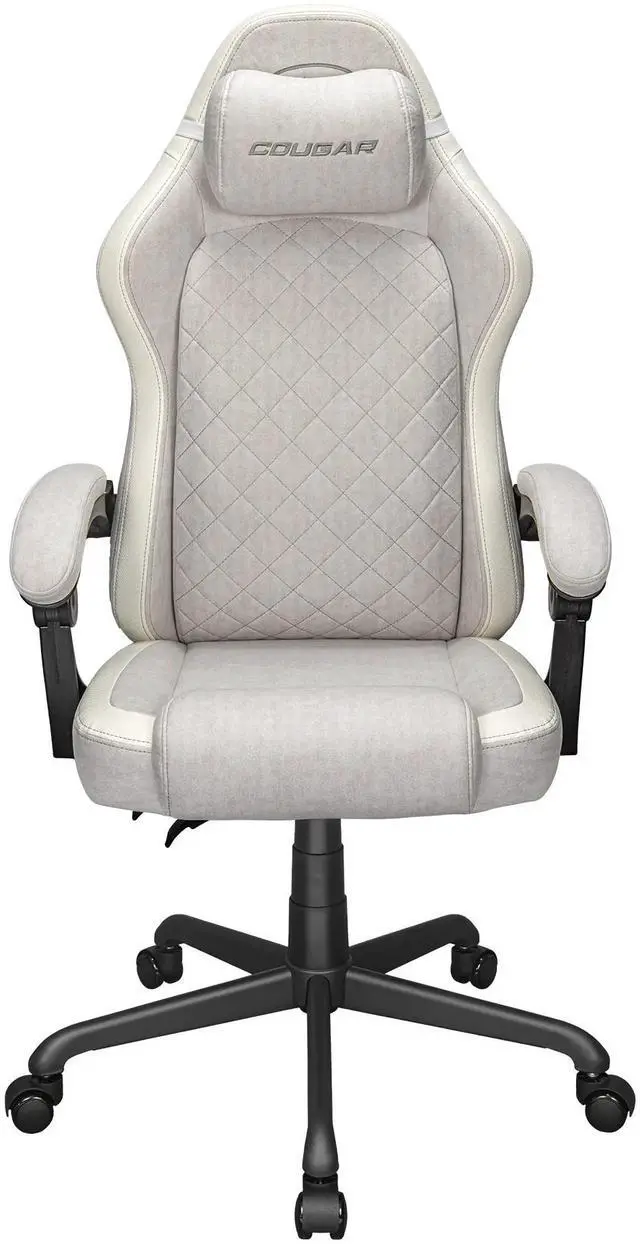 Main image of COUGAR Fusion EX Ash F Chair - Suede-like Fabric with Integrated Lumbar Support, Head Pillow Included, Linkage Armrests Sync with Backrest, Mute Wheels