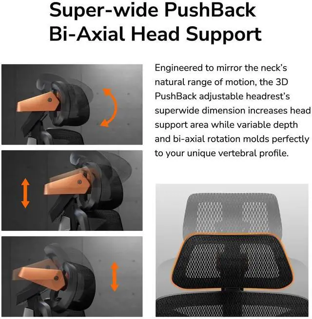 Alt view image 5 of 7 - COUGAR Terminator Air Ergonomic Chair - High Back Mesh Office Chair with Adaptive Lumbar Support, 3D Super-Wide Headrest, 3D Armrests, Weight-Balanced Tilt and Silent Casters