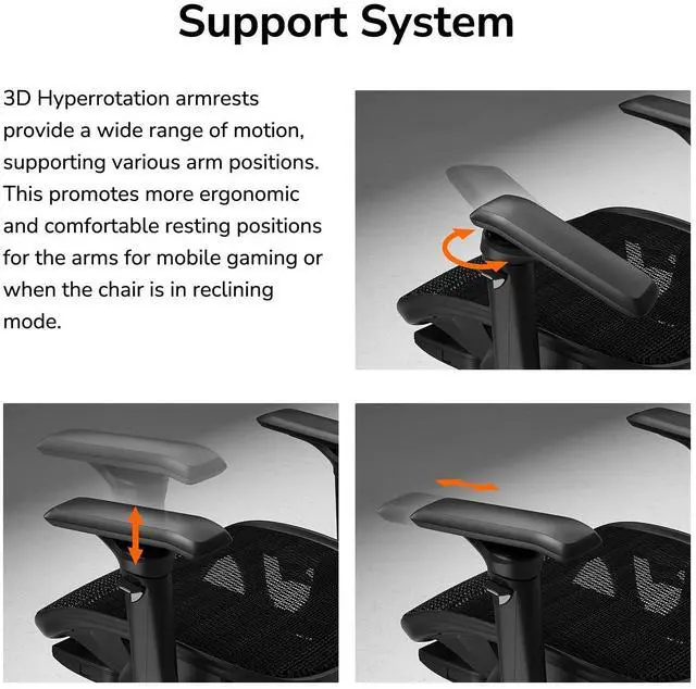Alt view image 6 of 7 - COUGAR Terminator Air Ergonomic Chair - High Back Mesh Office Chair with Adaptive Lumbar Support, 3D Super-Wide Headrest, 3D Armrests, Weight-Balanced Tilt and Silent Casters