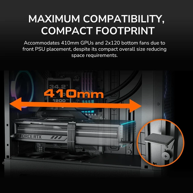 Alt view image 6 of 7 - COUGAR DUOAIR RGB Mid-Tower Case, 5 Fans Preinstalled, 410mm Graphic Card Supported, 360mm Water Cooling Supported, Dual Front Panels (Mesh/Glass), Black